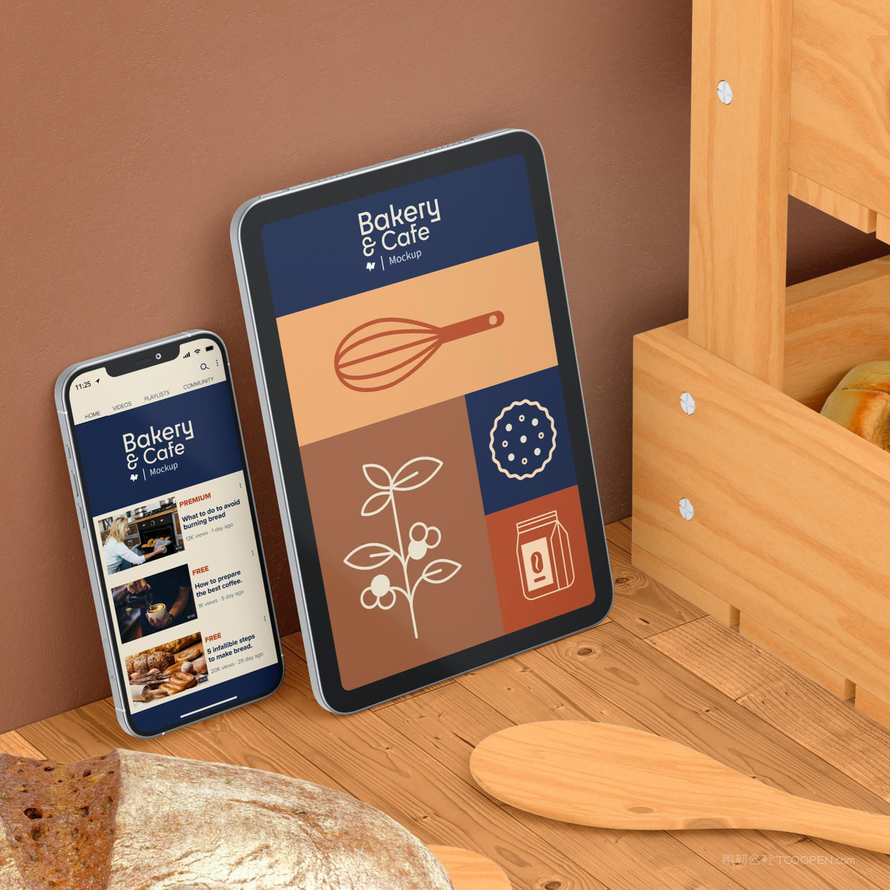 靠在墙上的手机ipad贴图样机