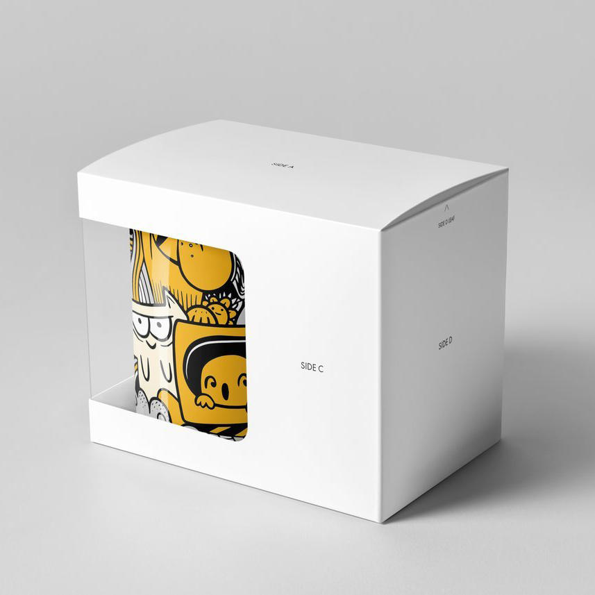 白色卡通马克杯礼盒装样机 (1)