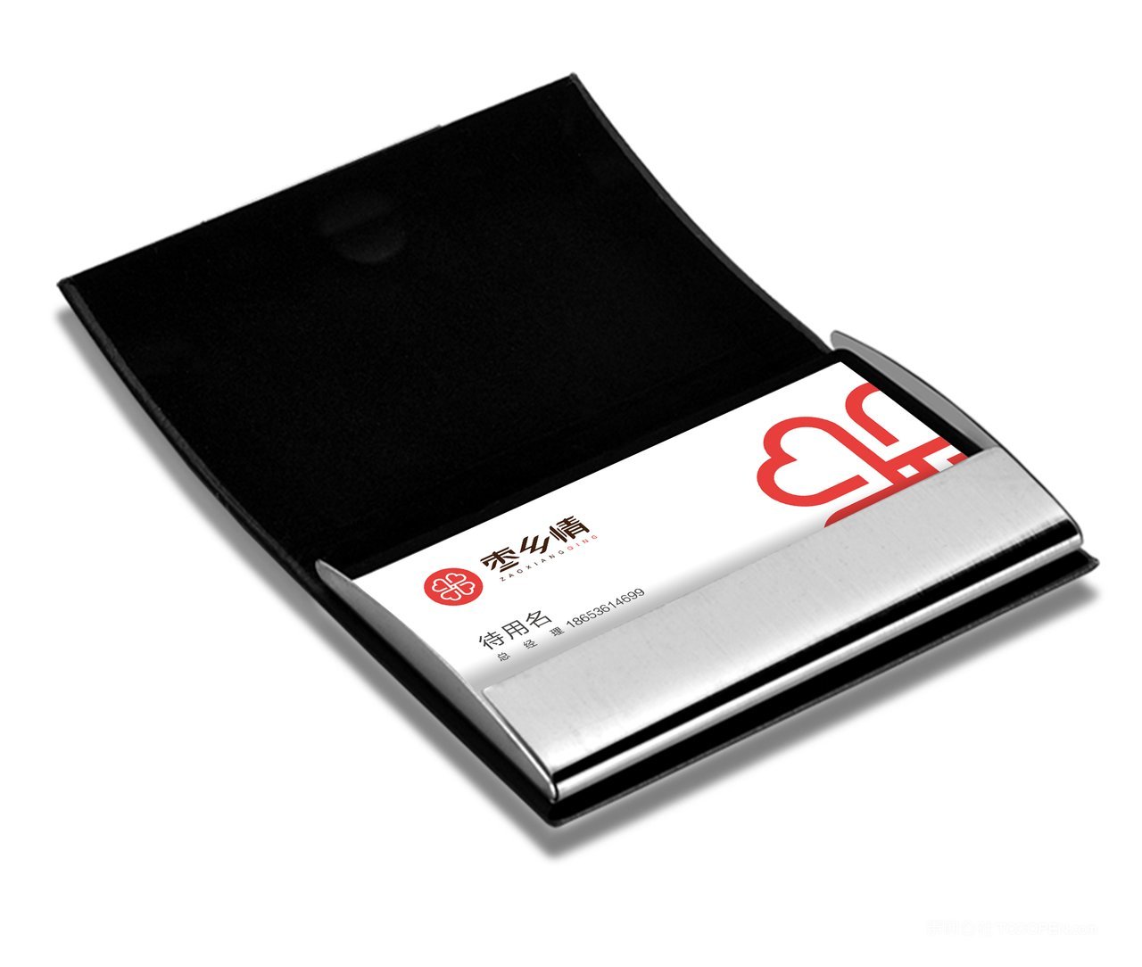 名片放在名片架上贴图场景样机 (3)