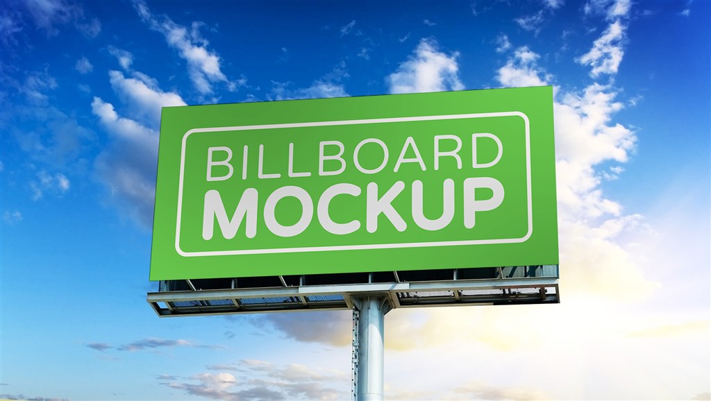 高速公路户外大型T牌广告牌样机图片场景下载