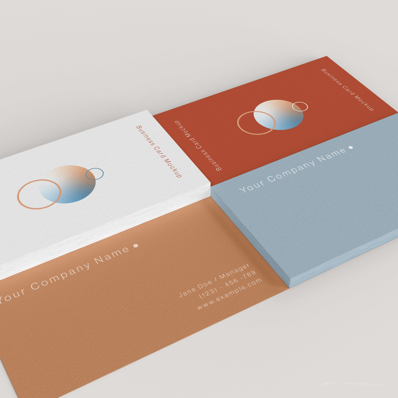 两种颜色的时尚名片正反面贴图样机