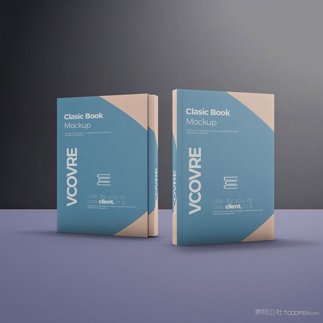 两本竖立的书籍封面贴图样机