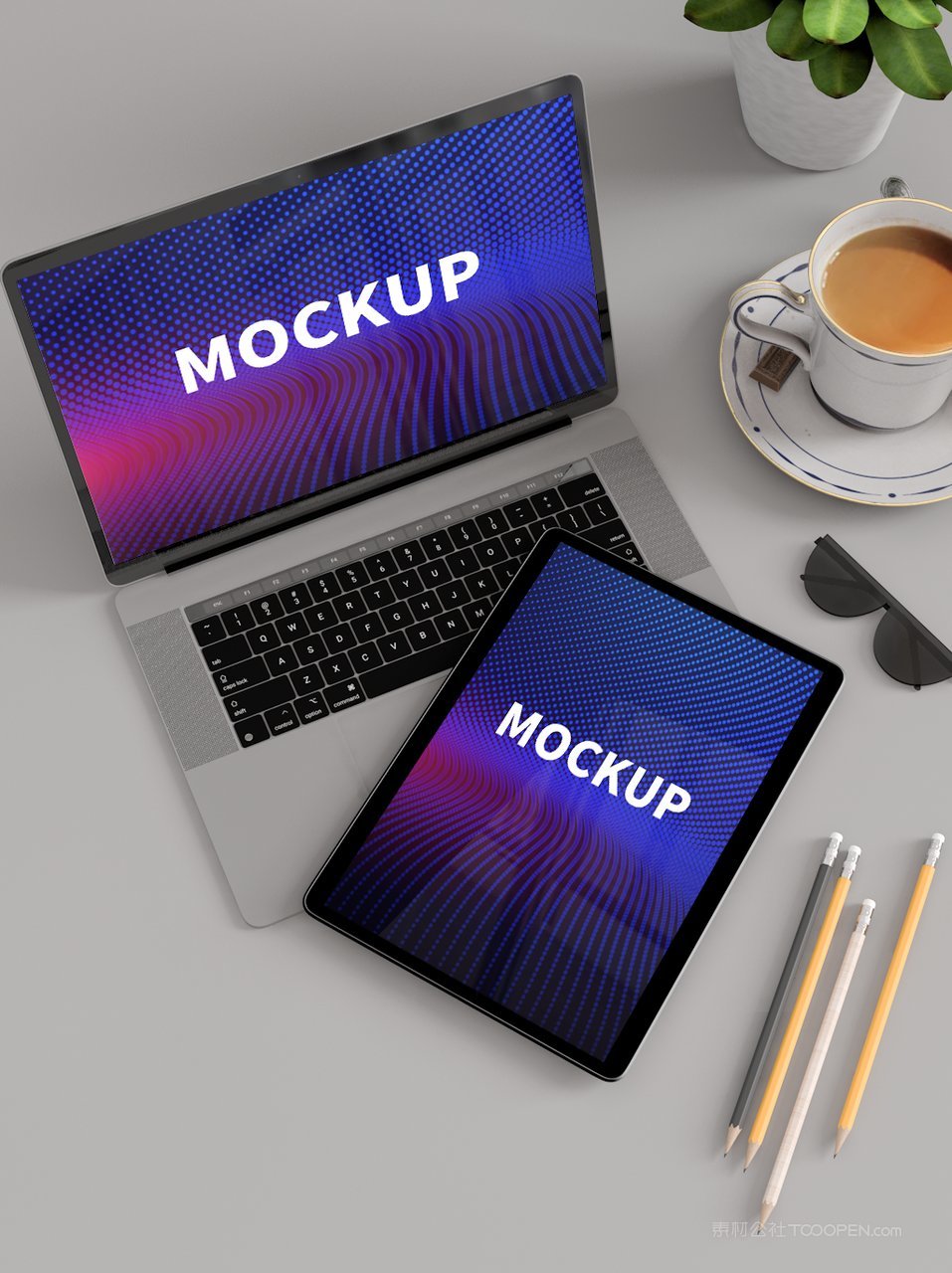 电脑笔记本商务蓝色显示屏桌面ui样机 (2)