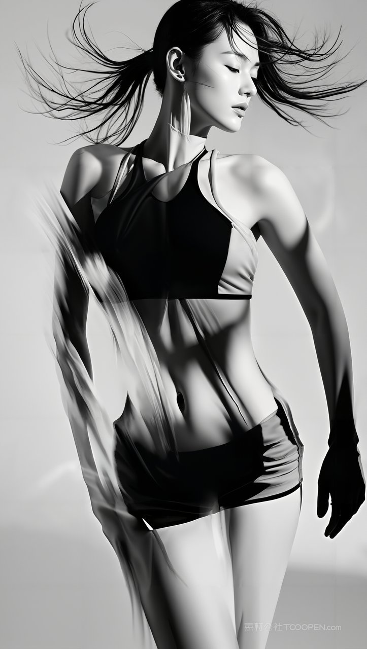 运动模糊黑白女子