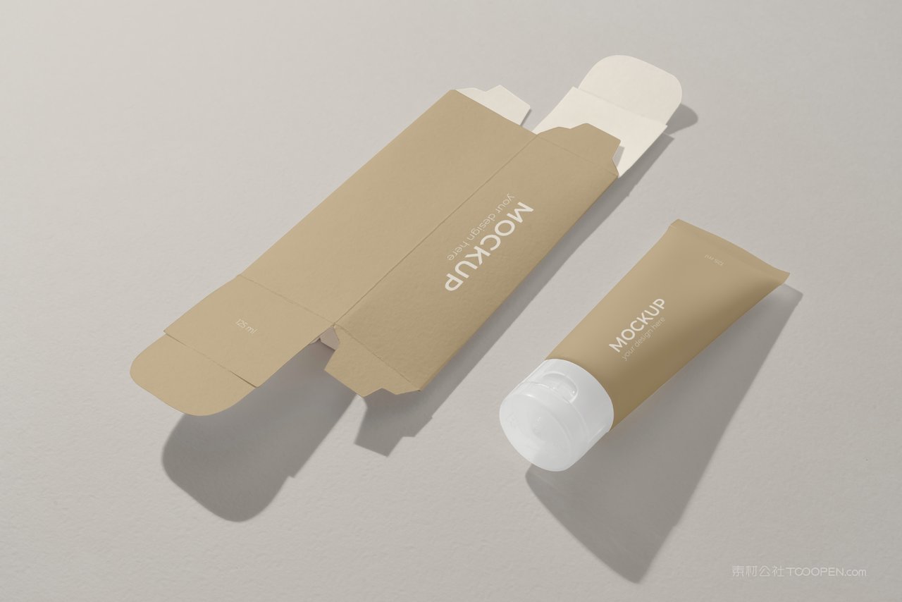 美妆化妆品面霜精华包装盒纸盒展开图样机 (25)