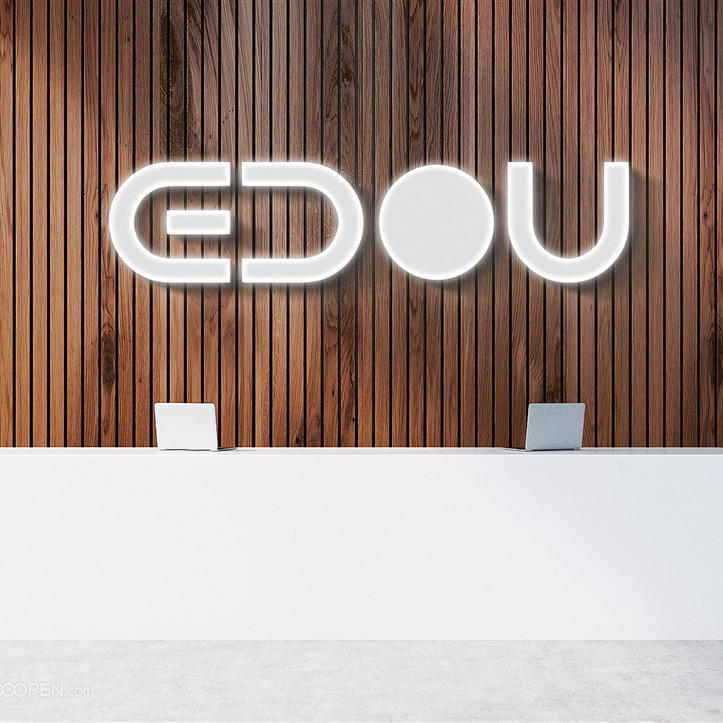 公司企业前台形象墙室内贴图样机设计模板效果VI素材PSD分层