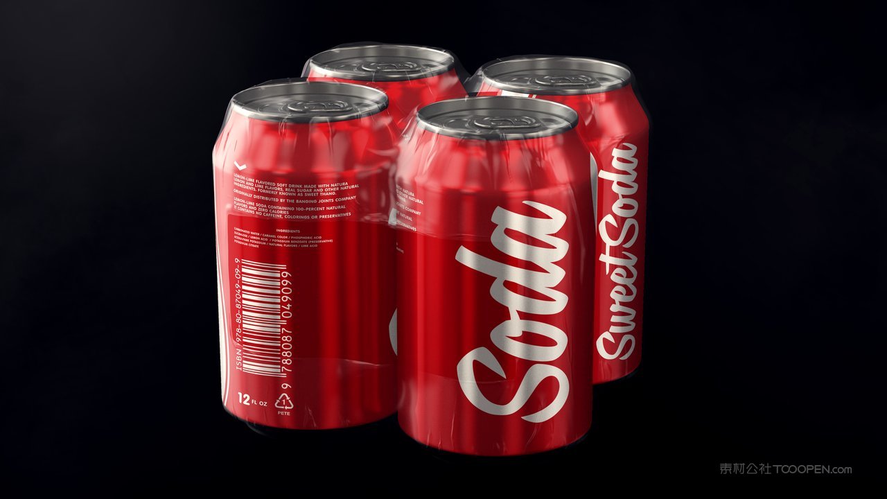 红色易拉罐可口可乐瓶饮料包装样机 (5)