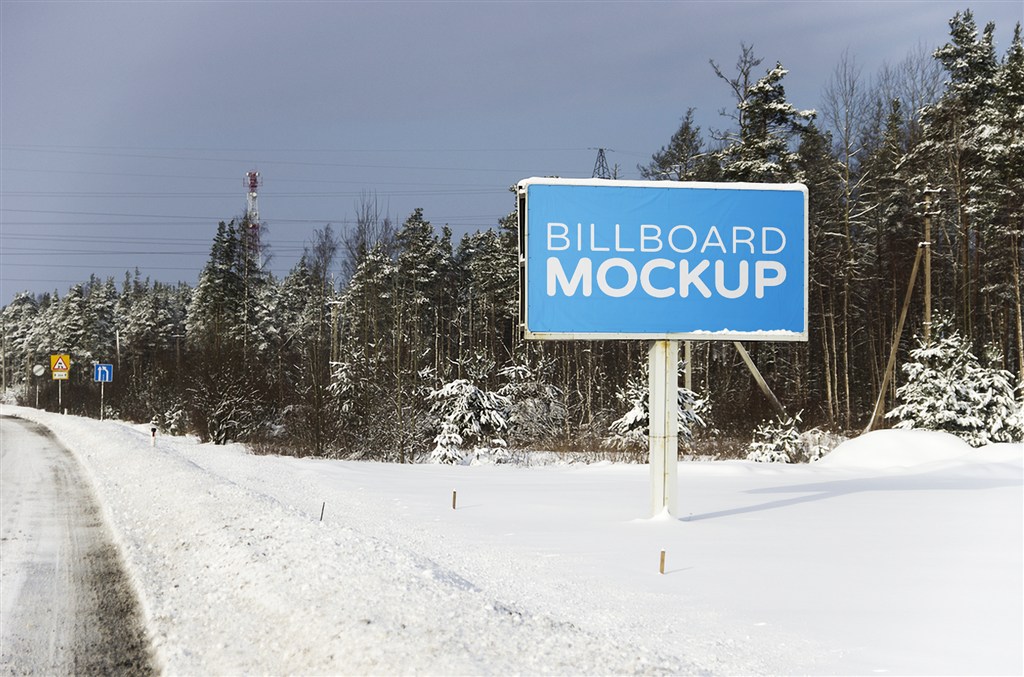 公路街头户外T牌广告牌样机图片场景下载