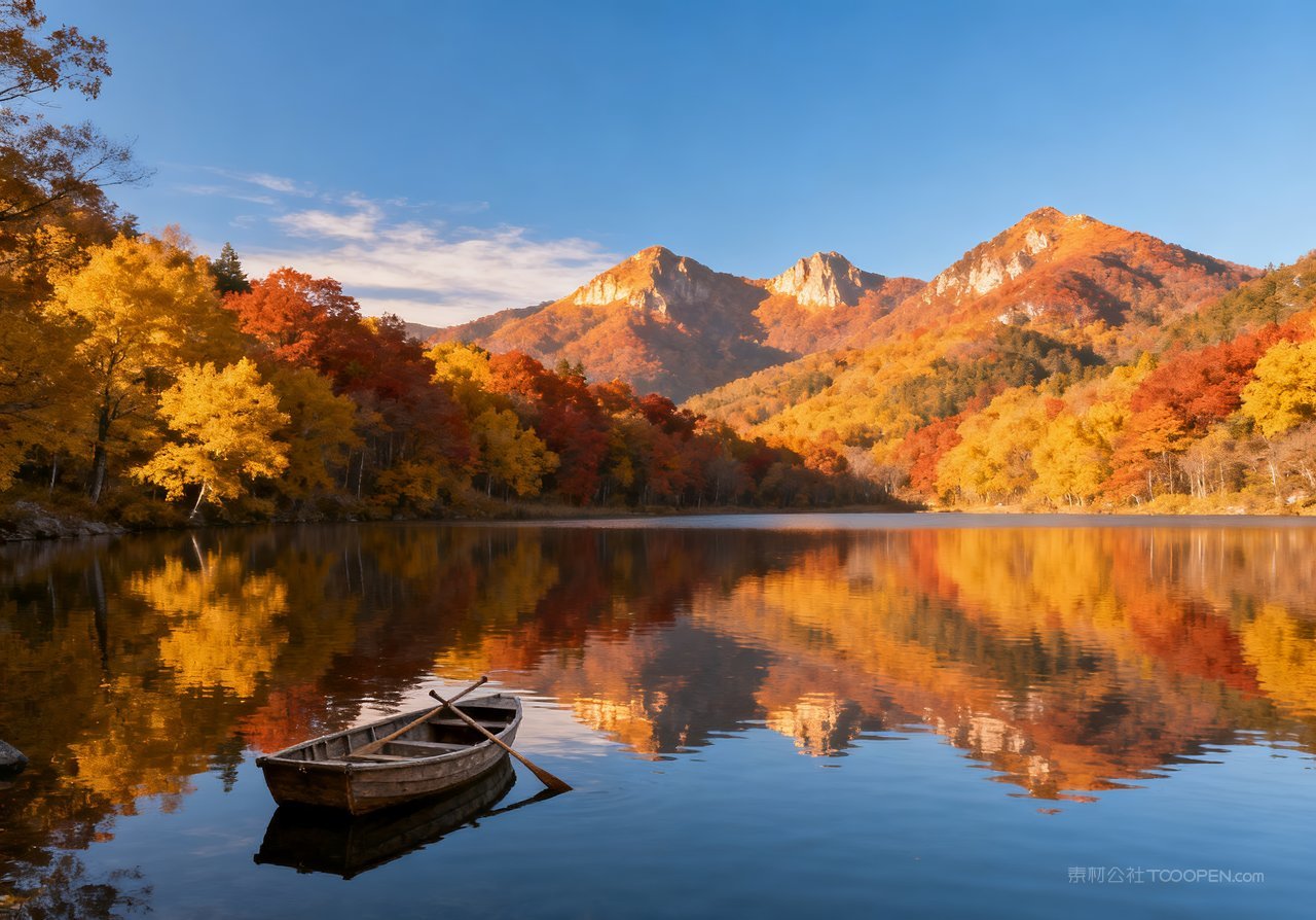 意境唯美青山湖泊山水天空秋季山峰