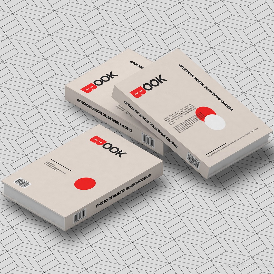 三本书籍封面贴图样机