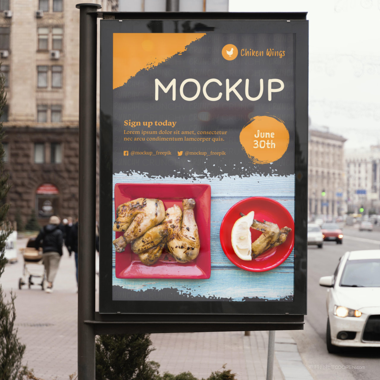 马路边的广告牌贴图样机