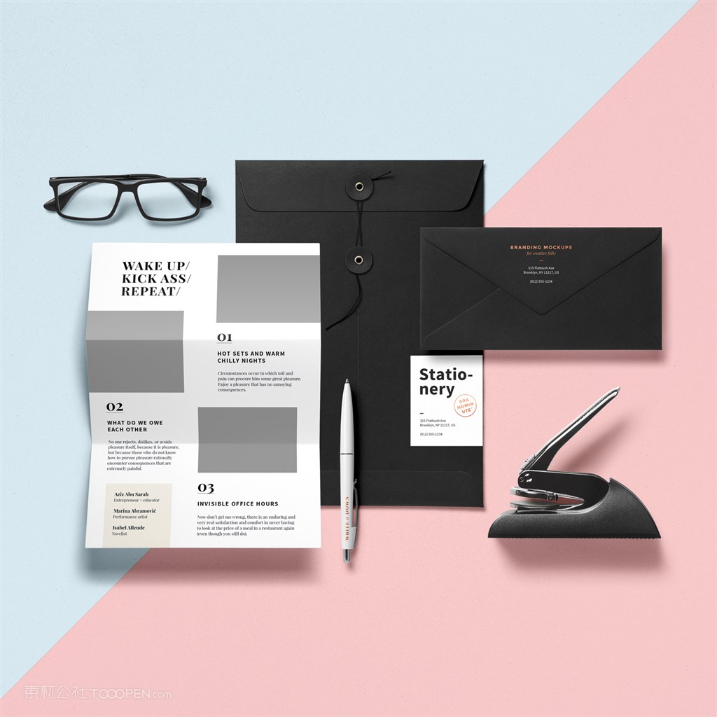 信纸信封文件袋圆珠笔密封印章样机