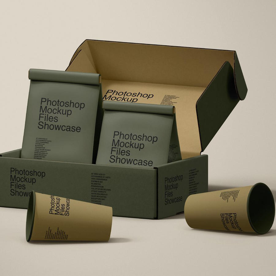 高级咖啡品牌包装飞机纸盒样机 (2)