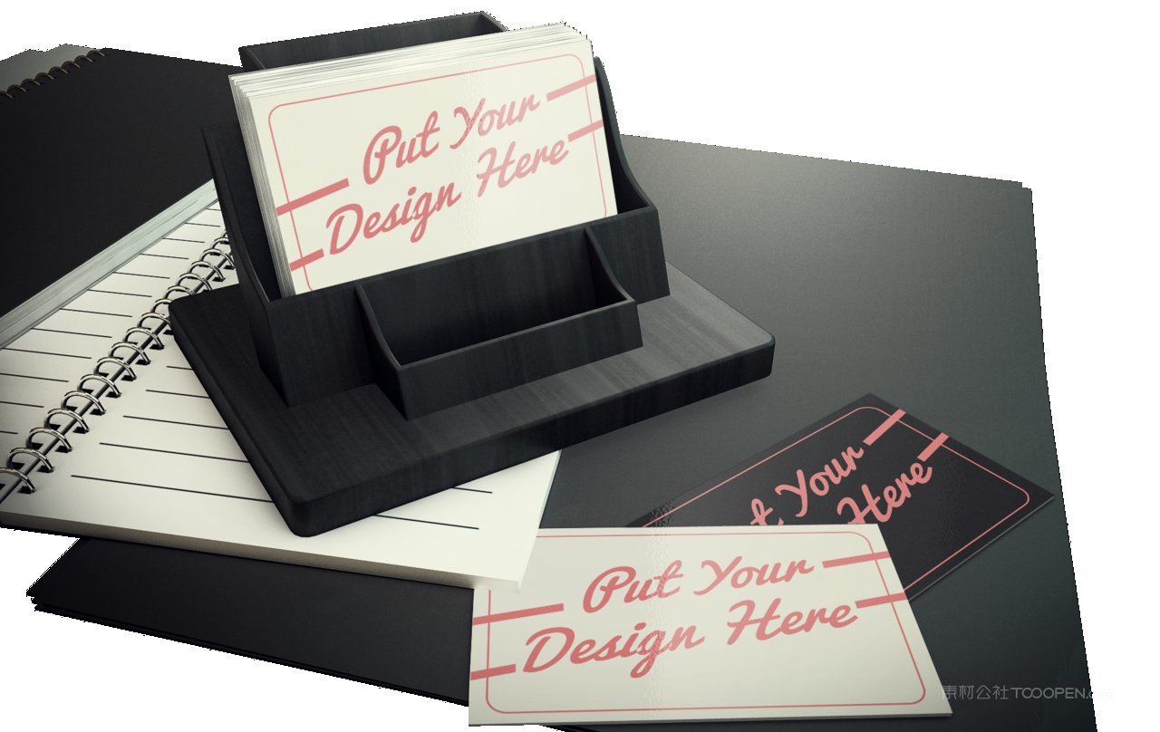 桌面的名片架名片贴图样机  (2)