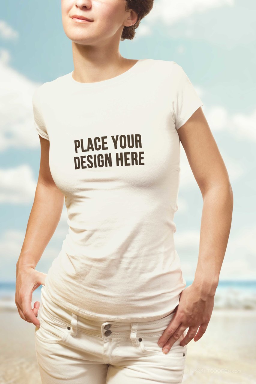 收腰女版t恤样机