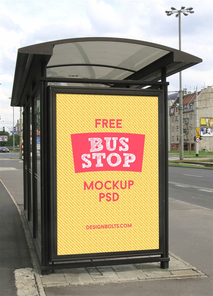 户外公交亭海报广告展示样机