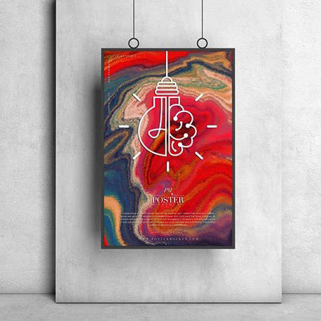 悬挂框架海报样机