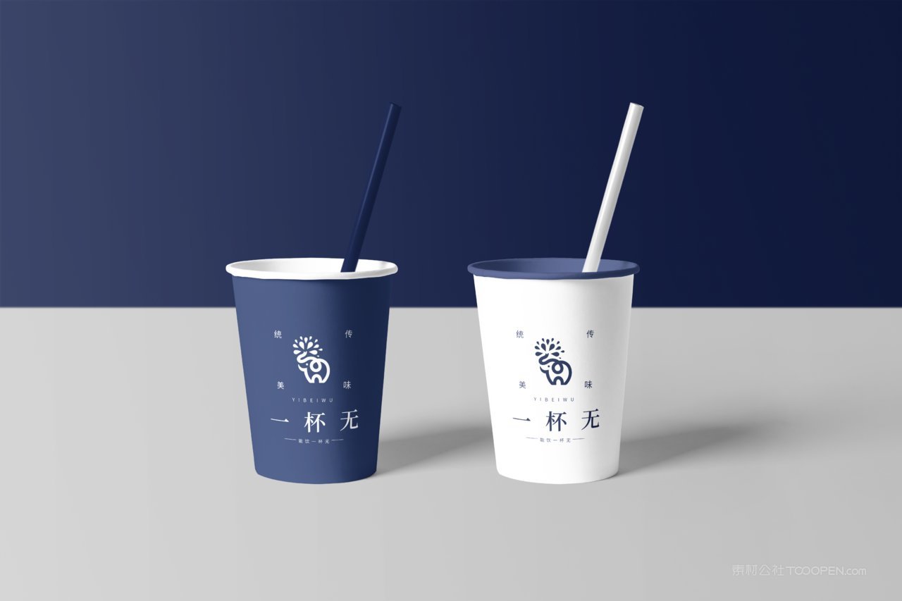 日系一次性纸杯品牌餐厅餐饮贴图样机 (3)