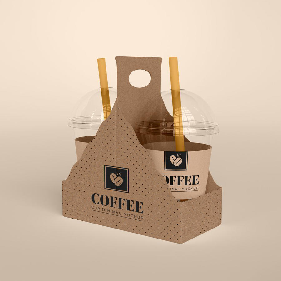 一次性透明奶茶杯外卖纸杯样机 (3)