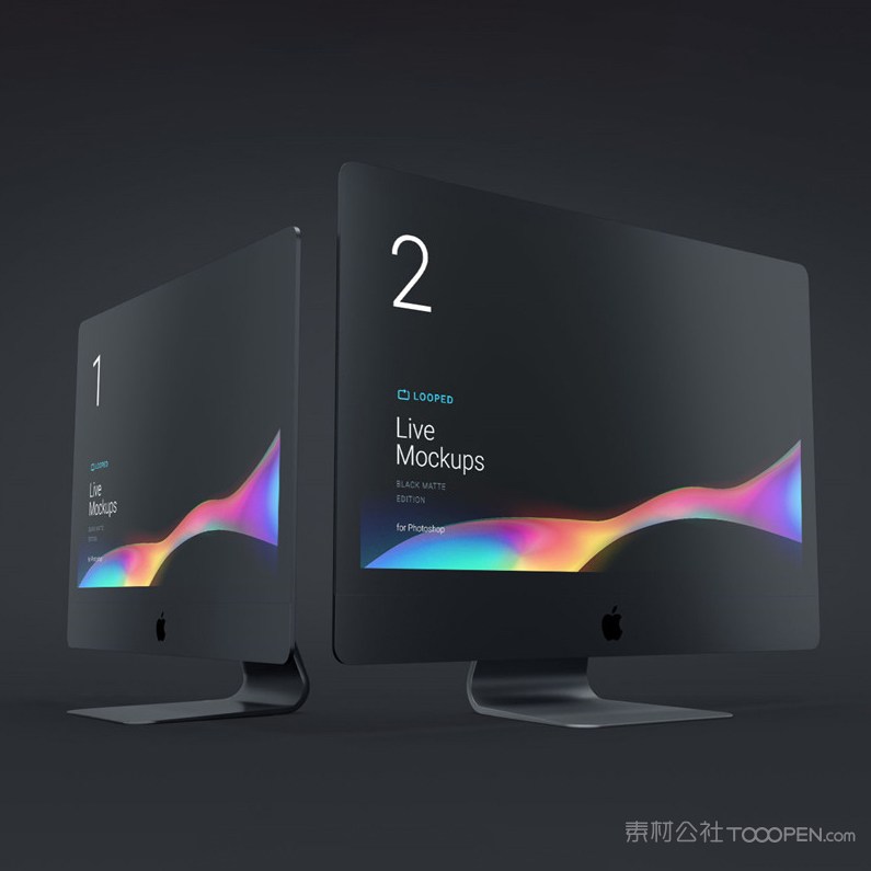 两台苹果电脑贴图样机