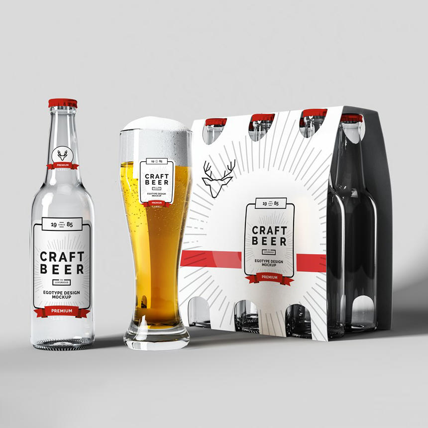 啤酒玻璃杯实物水晶杯立体白色透明红酒高脚杯PSD样机