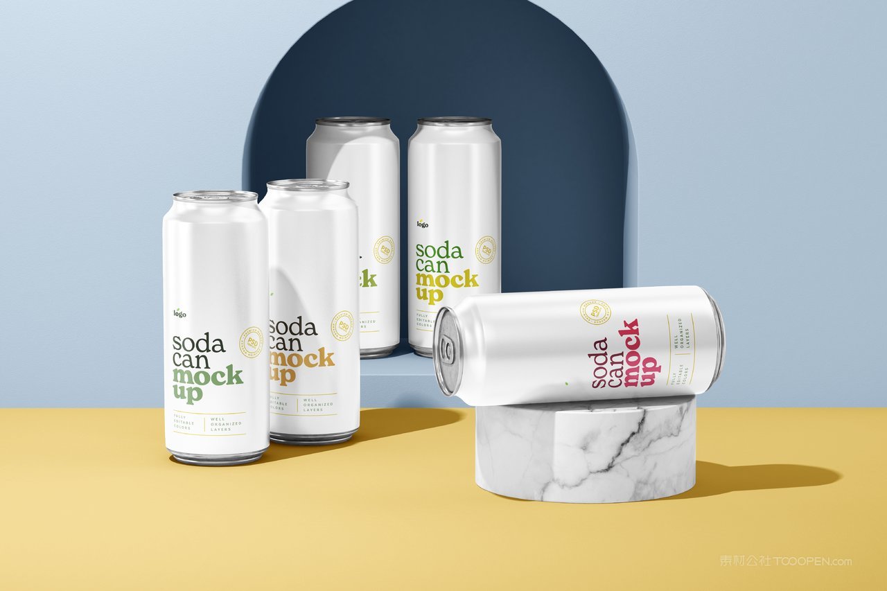 白色啤酒黄色易拉罐饮料包装样机 (5)