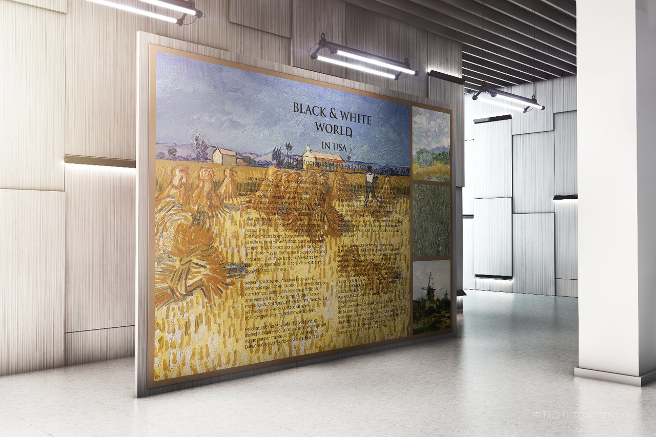 美术艺术展览馆巨幅海报墙绘样机