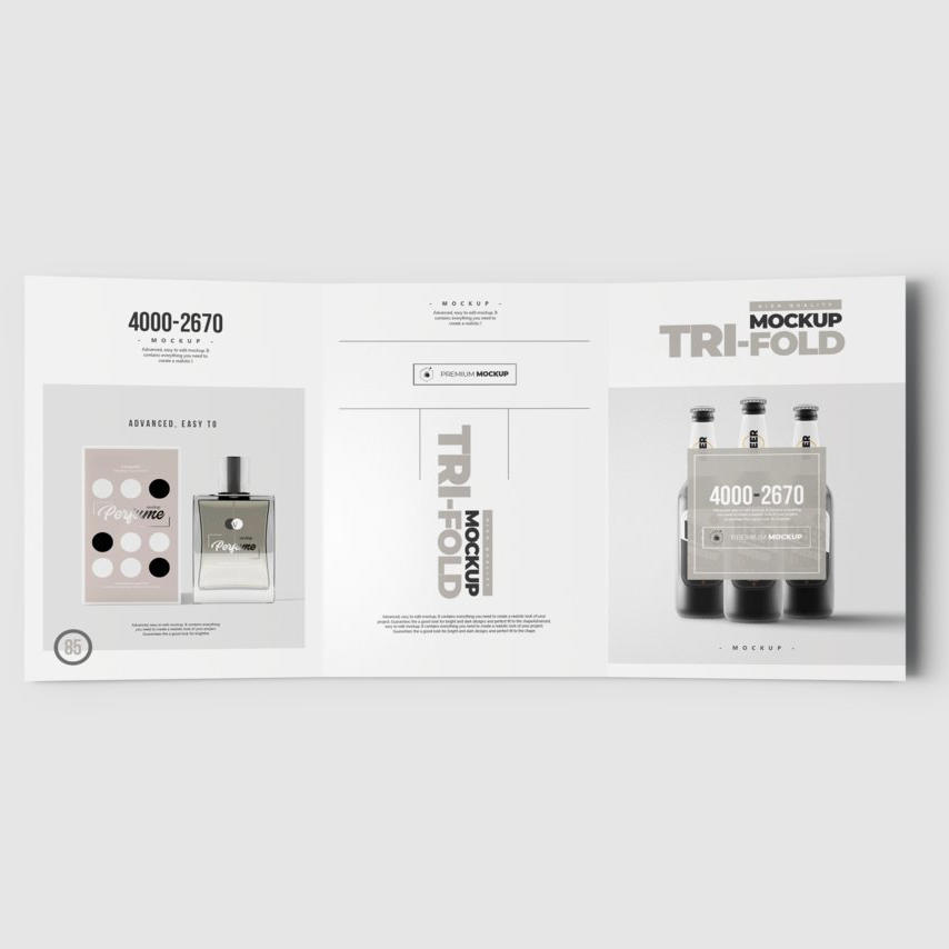 简洁商务风三折页企业ps样机 (2)