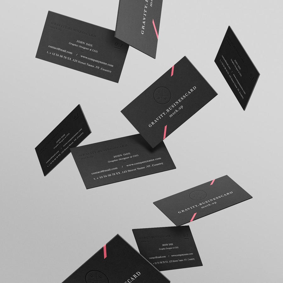 飞在半空中的名片贴图样机 (2)