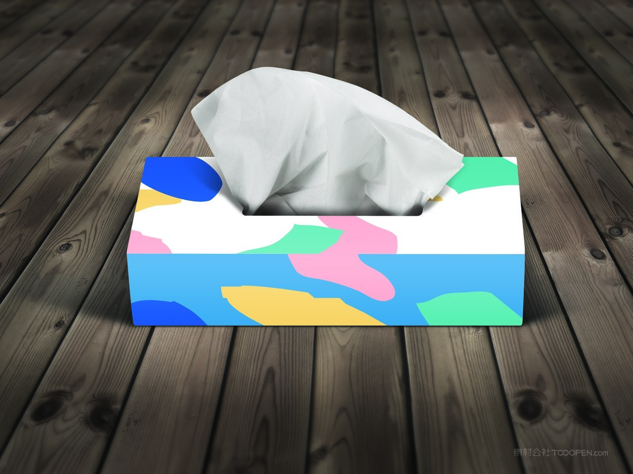 蓝色几何餐巾纸纸盒样机 (3)