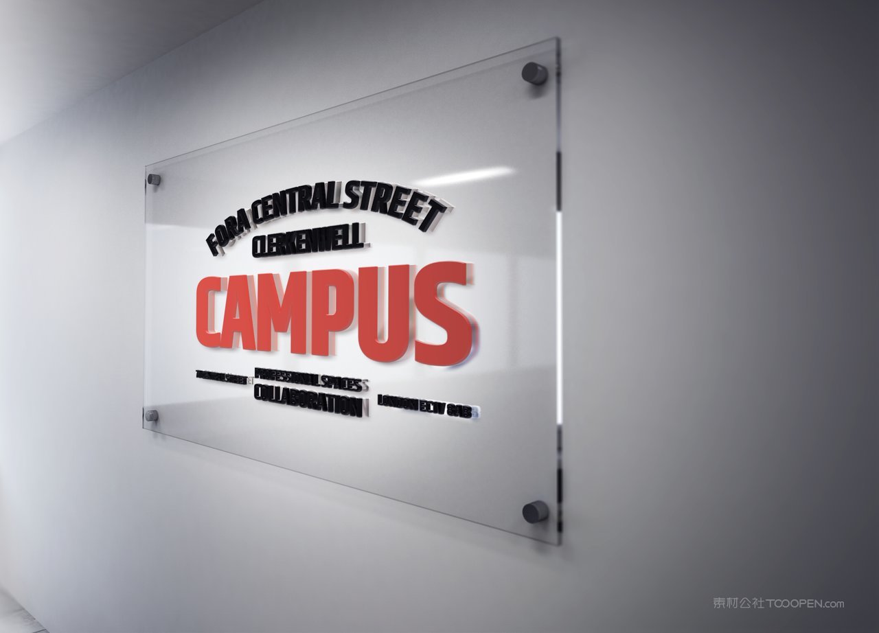 透明玻璃亚克力夹板logo广告牌门牌铭牌效果展示样机 (11)