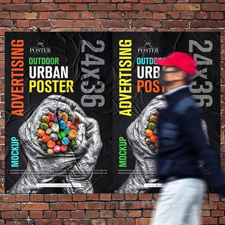 户外广告城市海报样机