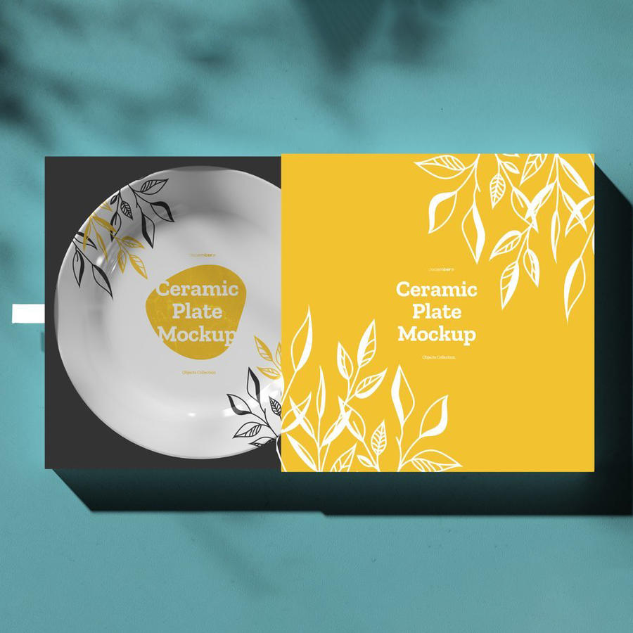 餐饮文创产品陶瓷餐具盘子vi展示样机 (7)