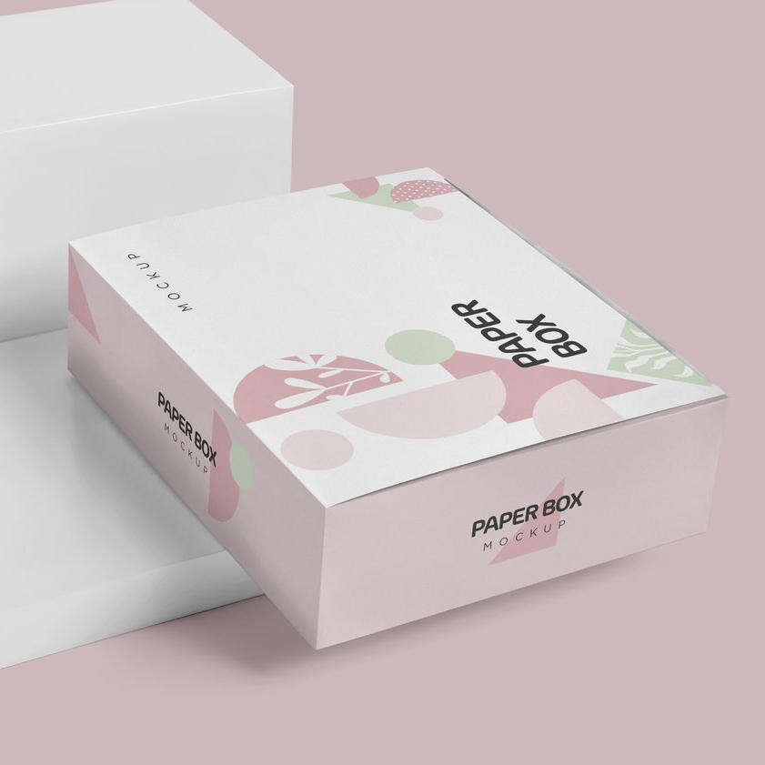 纸盒粉色飞机盒包装设计效果展示vi智能样机 (3)