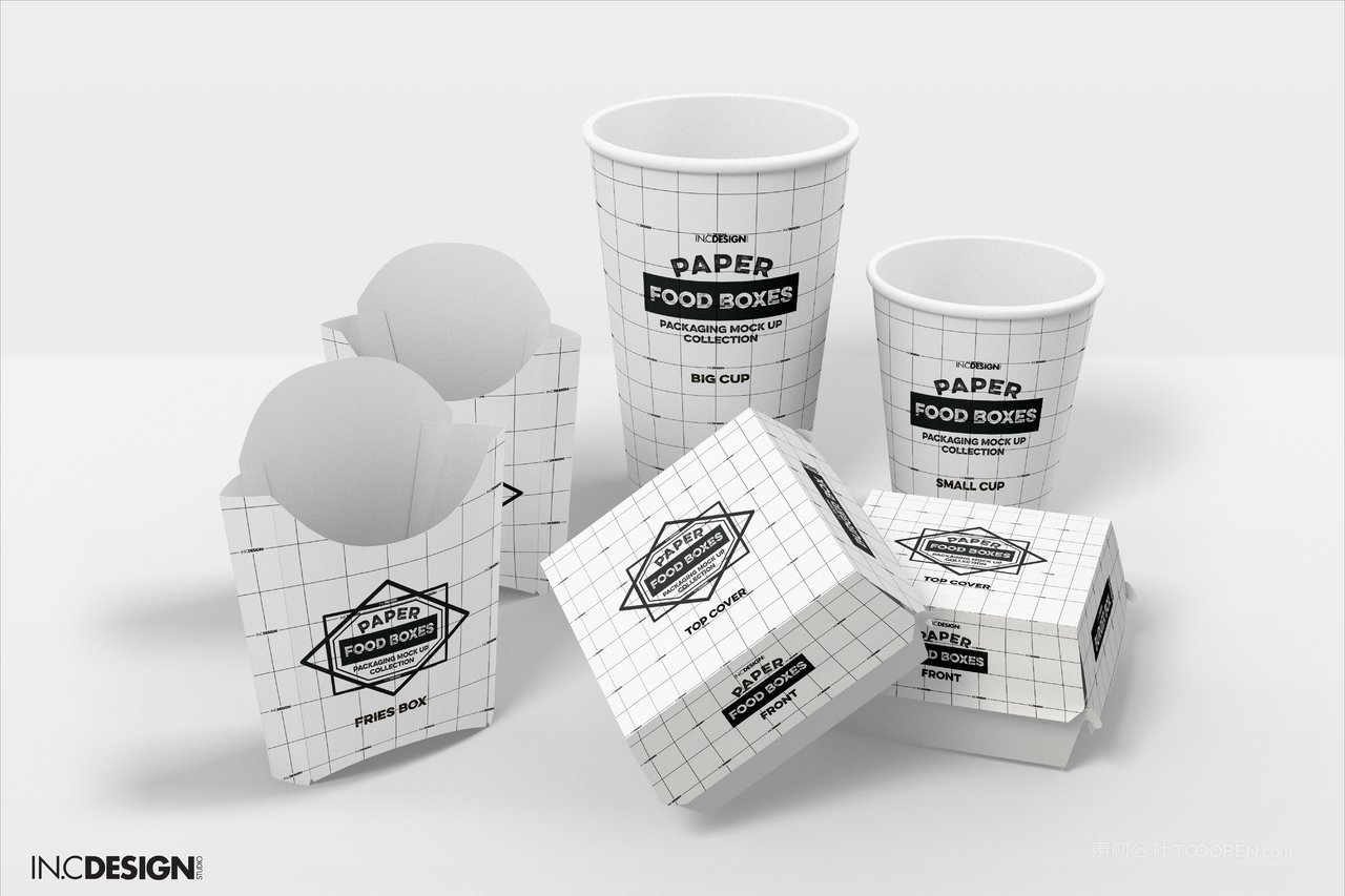汉堡包纸质包装盒食品纸质包装贴图样机  (4)