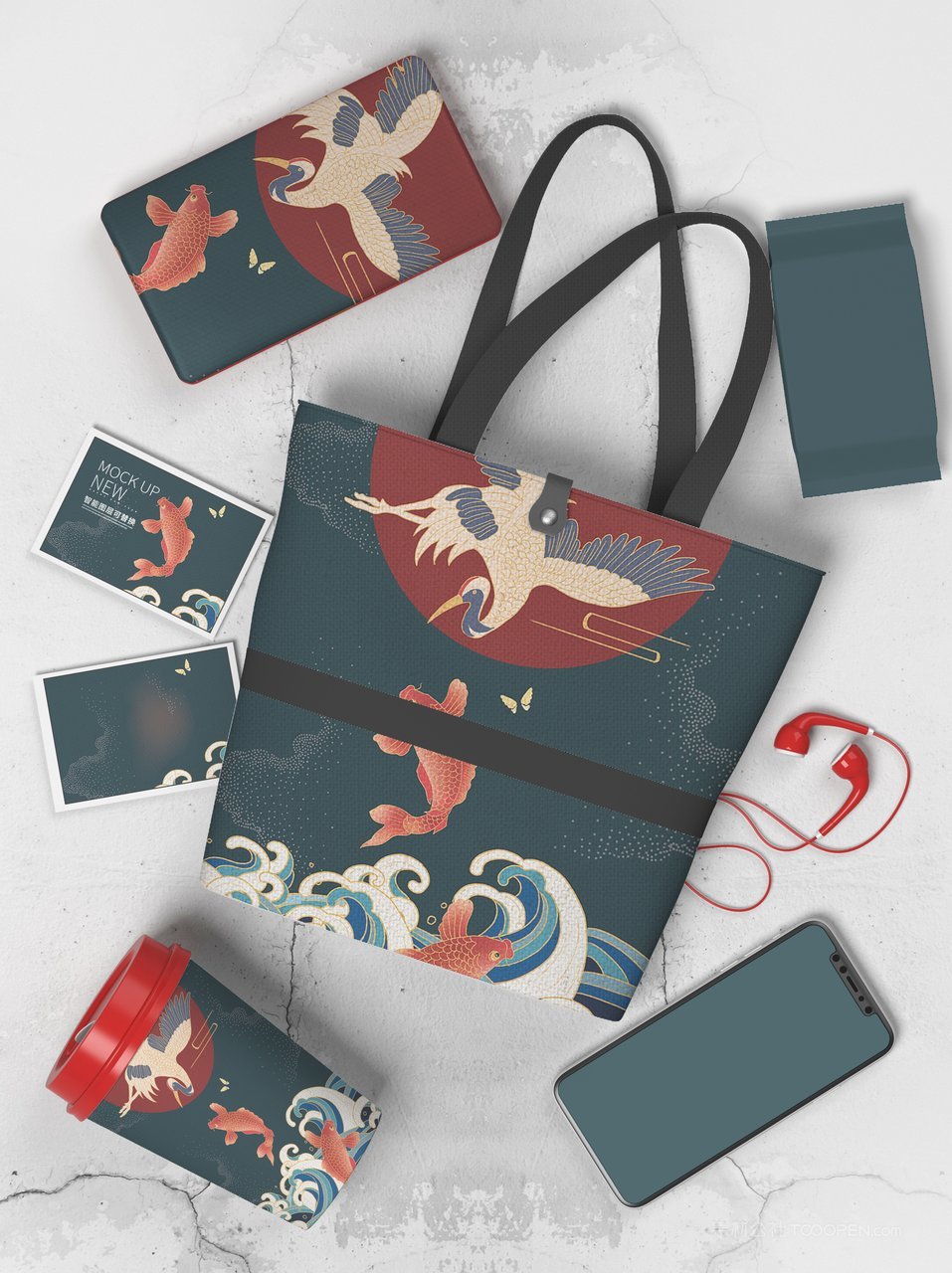 国潮文创办公文具手提袋样机