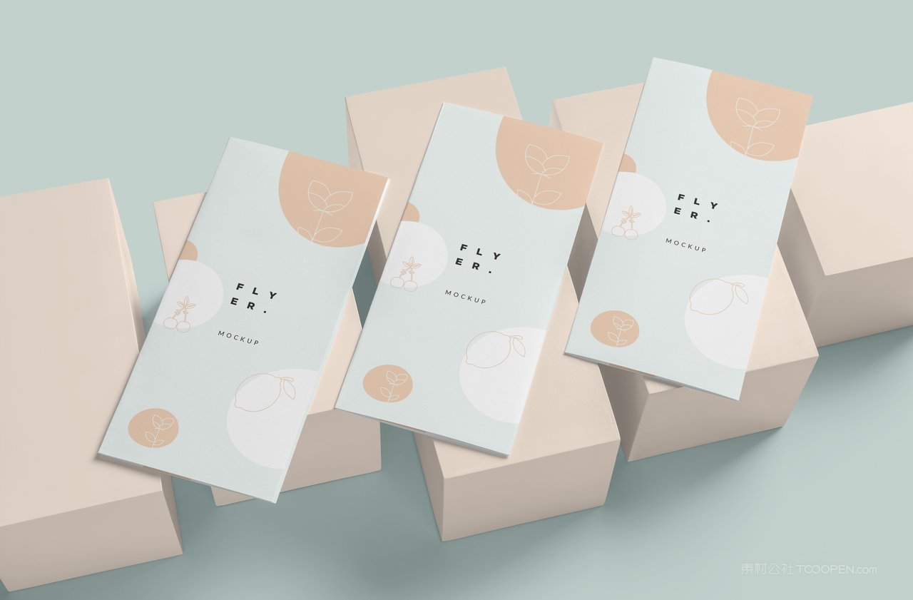 清新三折页3折页宣传单展示样机 (3)