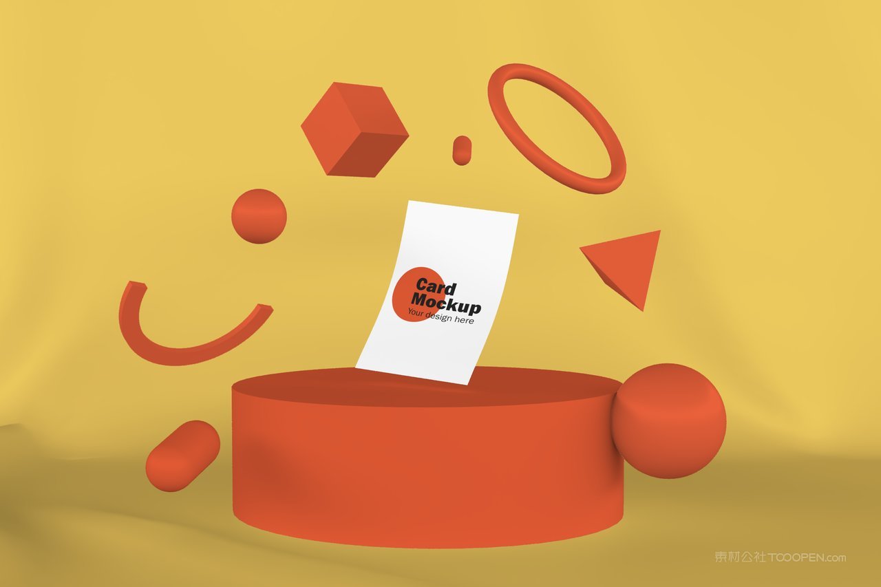 抽象立体悬浮视觉卡片海报名片展示贴图样机 (1)