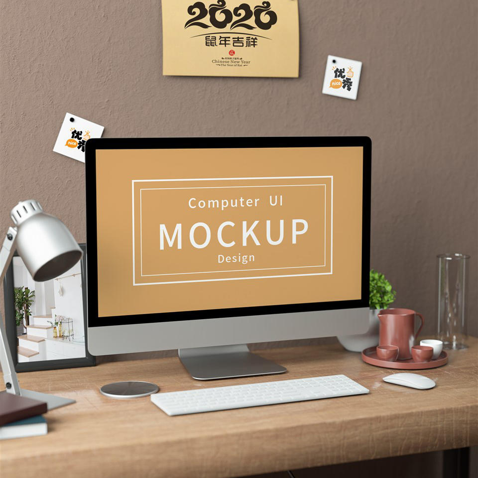 办公室家庭桌面场景电脑ui样机