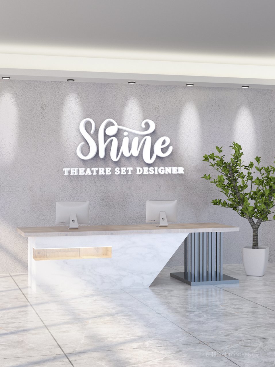 公司大门前台形象墙logo标志样机公司企业前台样机 (7)