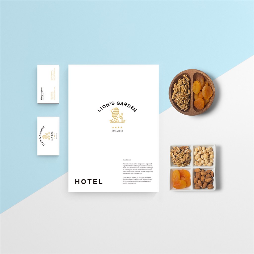 高档酒店品牌名片信纸vi样机模板