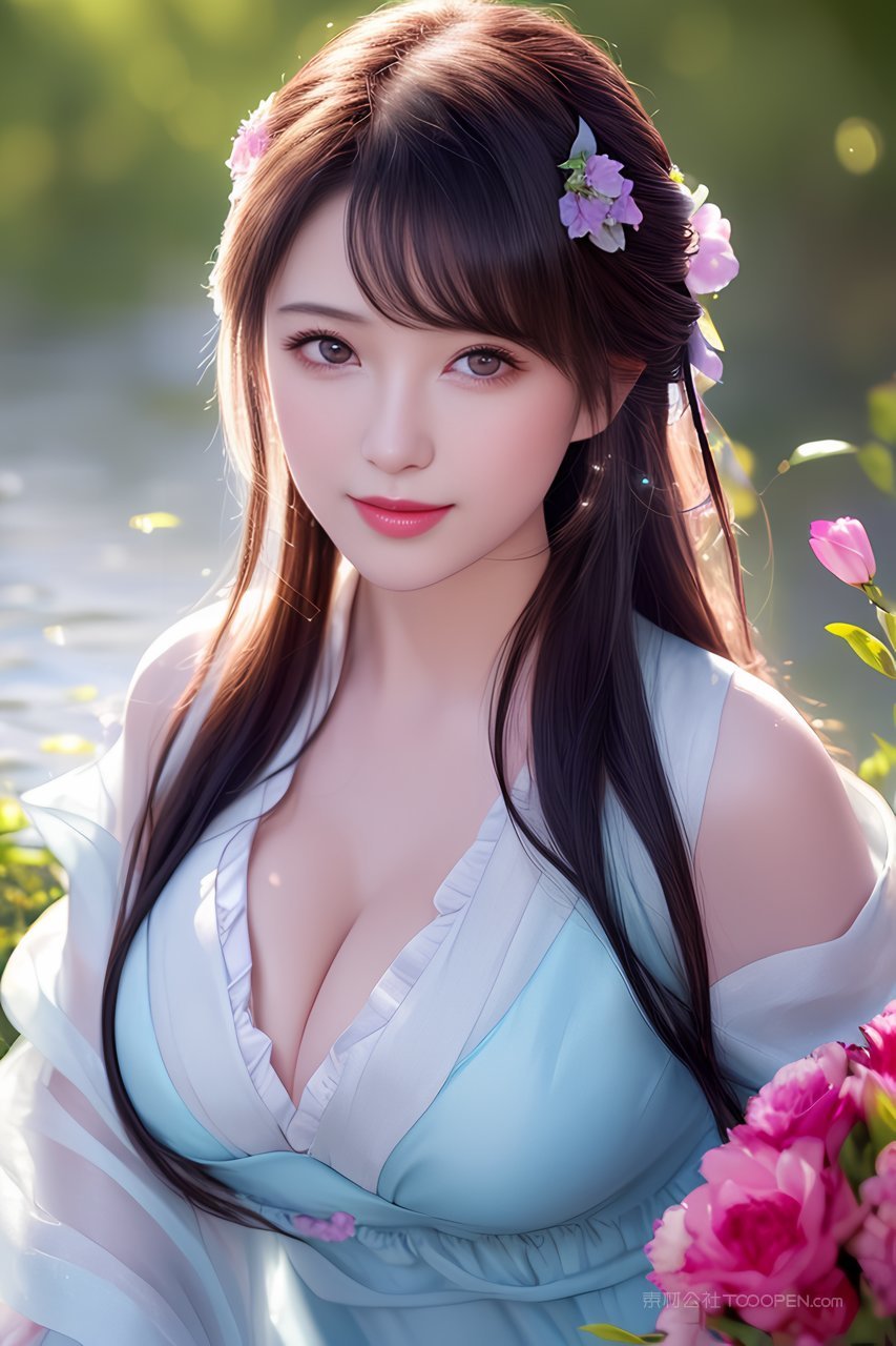 花丛中的ai性感美女写真壁纸