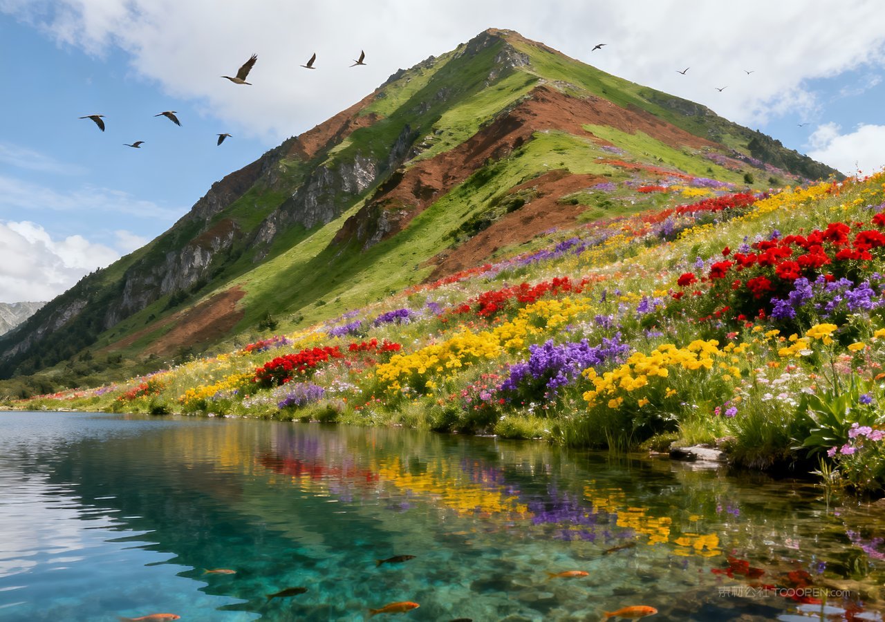 群山湖泊山峰山水风景天空唯美