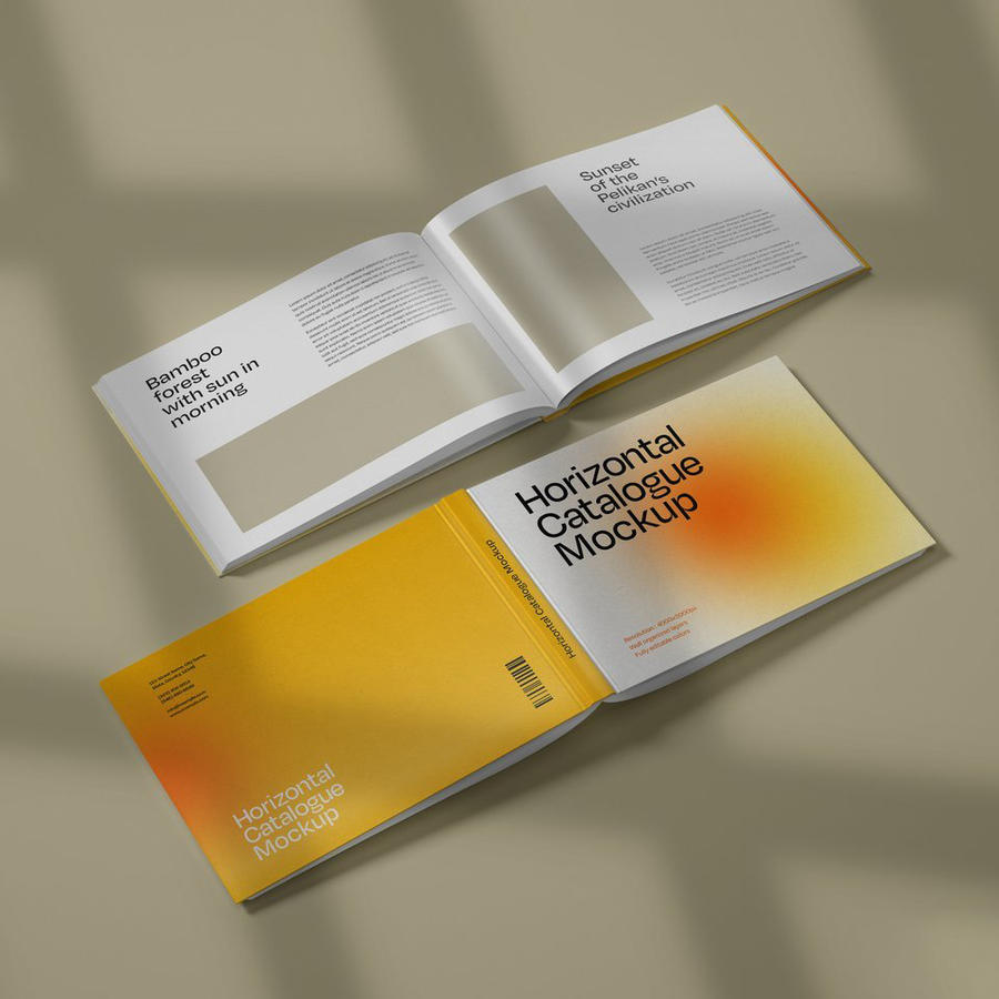 精装硬壳横版书籍画册宣传册效果图智能样机 (3)