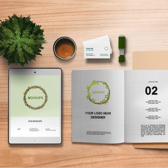 午后阳光木纹桌面茶传统企业vi样机