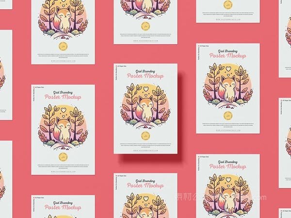 顶视图网格海报样机