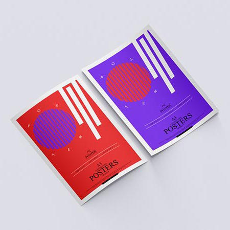 A3弯曲纸海报样机