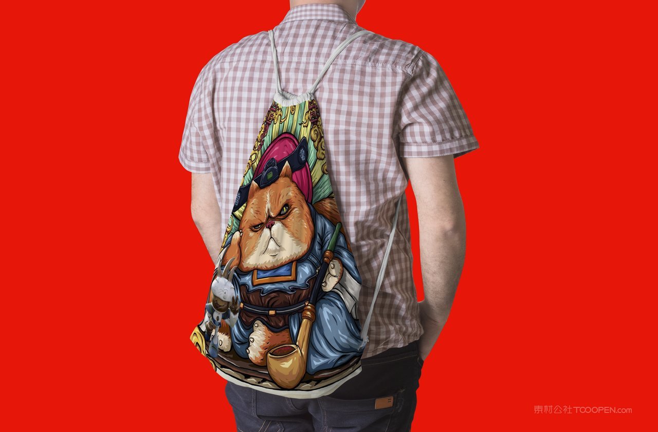 红色年年有余国潮文手提袋样机 (2)