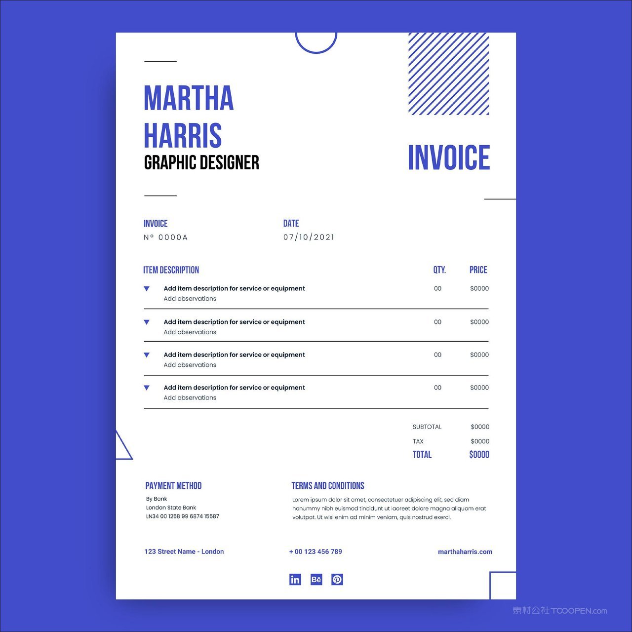 几何极简发票模板