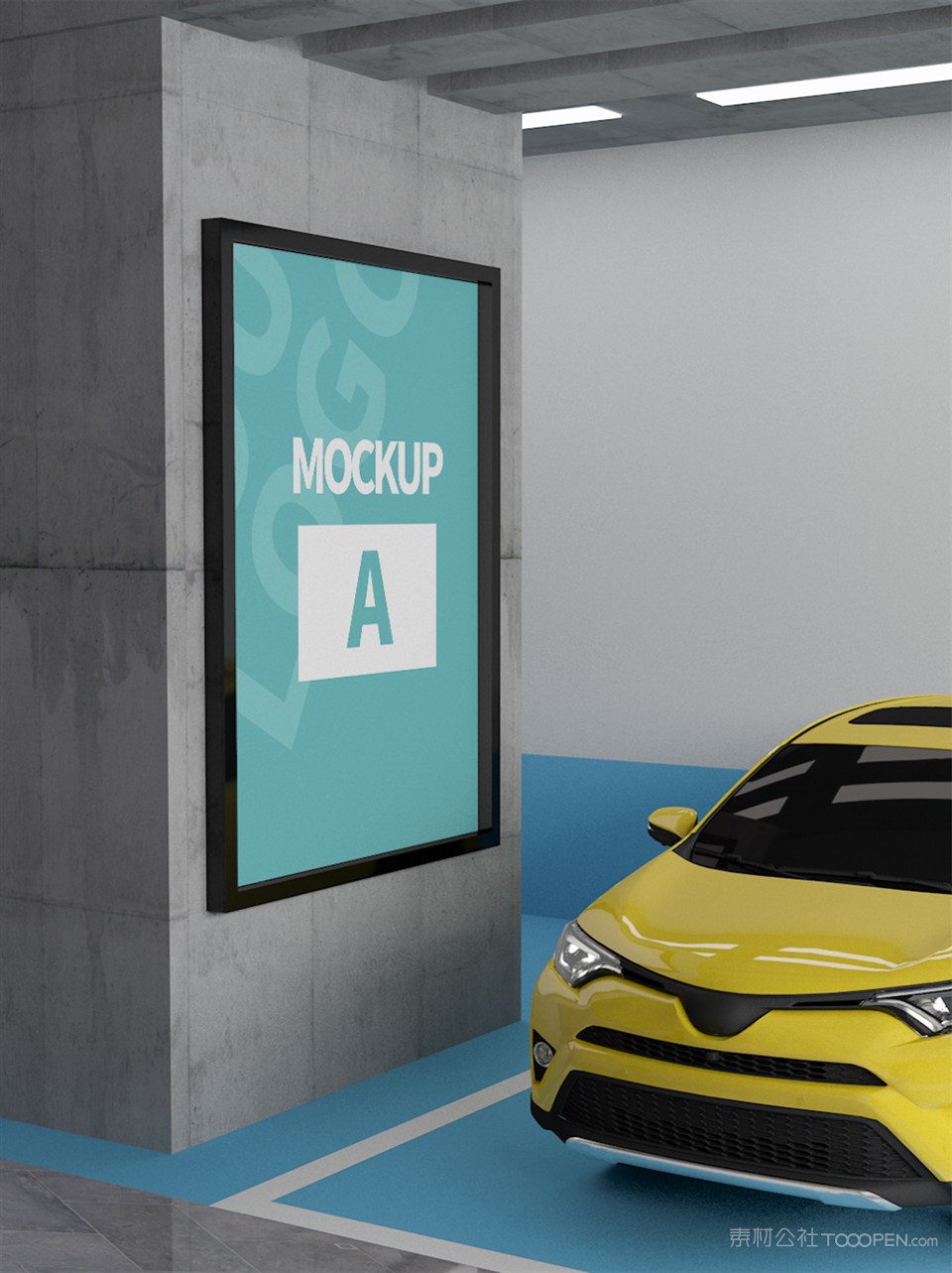 地下停车场海报广告样机